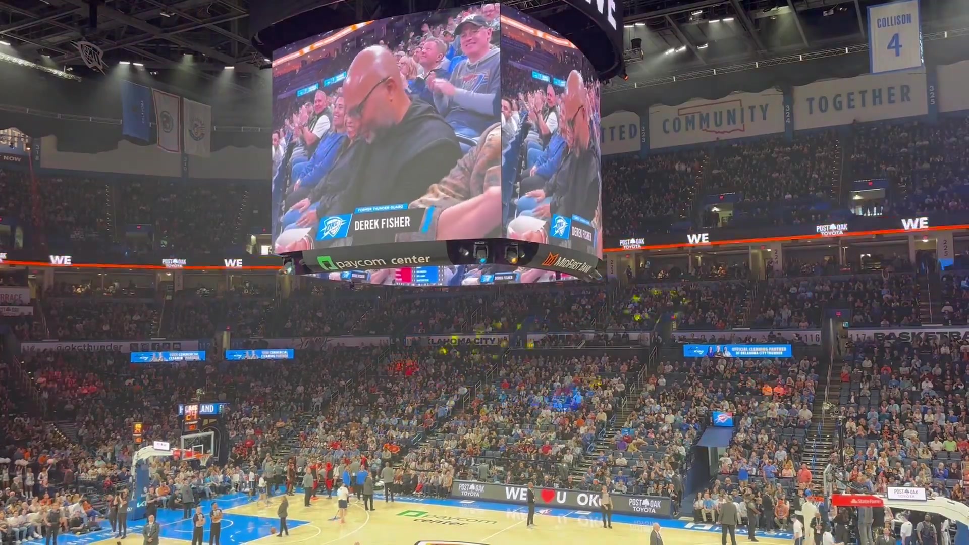 重回俄城！费舍尔现场观战雷霆 俄克拉荷马球馆内掌声雷动?